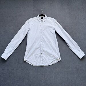 Hugo Boss Light Blue Slim Fit Casual Button-Down Shirt Small